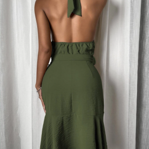 Green Backless Dress (Large/US 10-12/UK 14-16/EU40-42)
