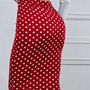 Red and White Polka Pencil Skirt (Medium/US 6-8/UK 10-12/EU 36-38)