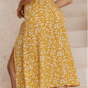 Yellow Split Midi Skirt (Medium/US 6-8/UK 10-12/EU 36-38)