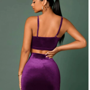 Purple Velvet Cami Top and Skirt (Medium/US 6-8/UK 10-12/EU 36-38)