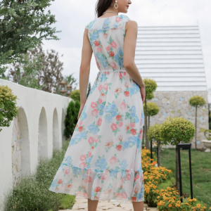 Floral Print Ruffle Dress (Large/US 10-12/UK 14-16/EU40-42)